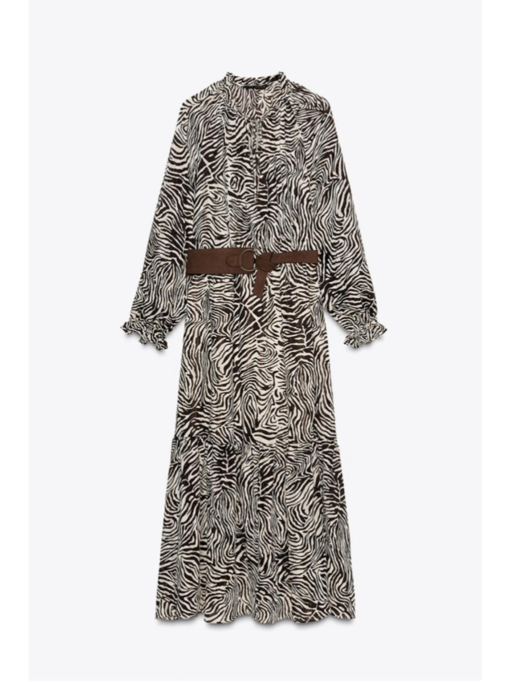 Zara Animal Print Belted Dress Size S